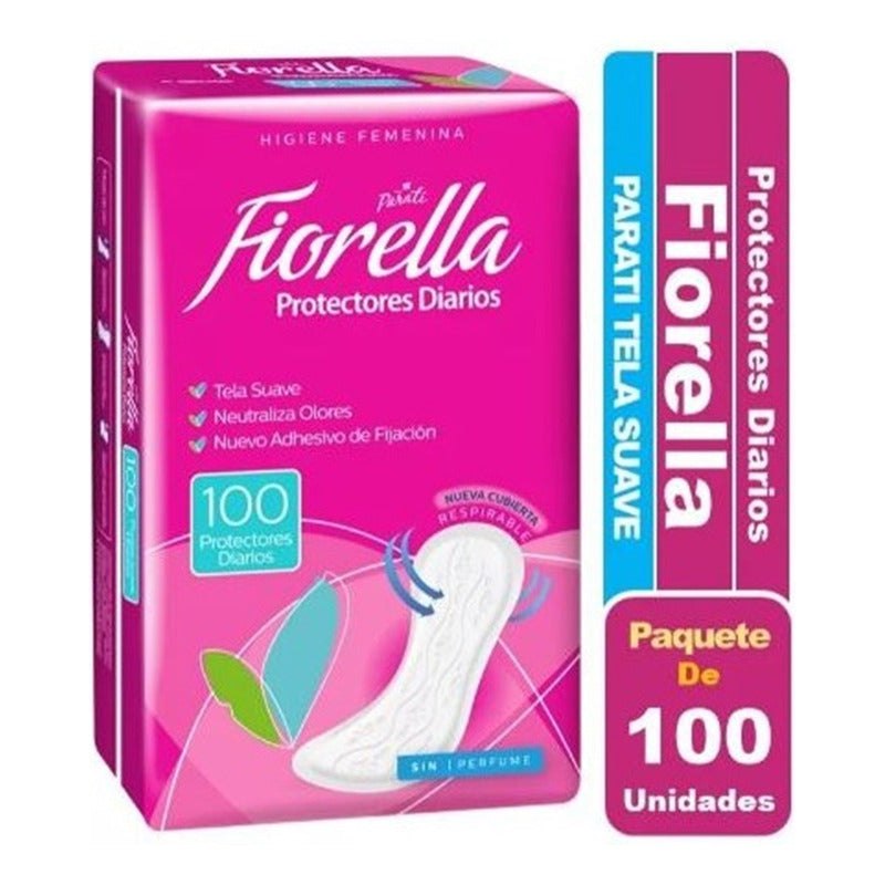 Pack X2 Protectores Diarios Fiorella 100unid Tela Suave