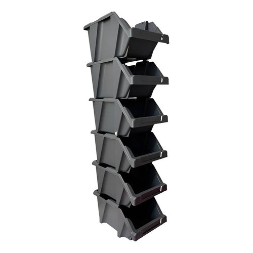 Set 6 Cajas Organizadoras Apilables Gris Gaveta Etiquetable