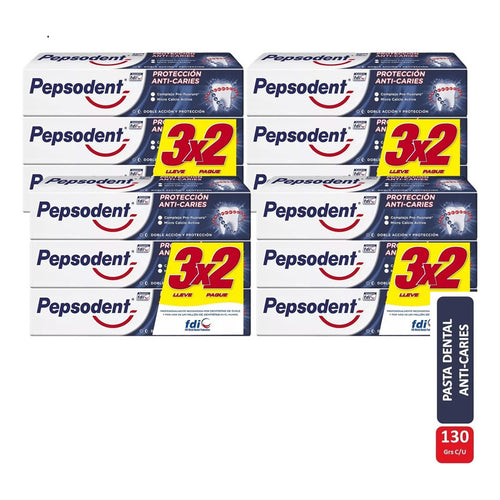 Pack X12 Pasta Dental Pepsodent Proteccion Anti Caries 130g