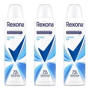 X3 Desodorante Rexona Aerosol Femenino Cotton Dry 72h 150ml Cotton Dry