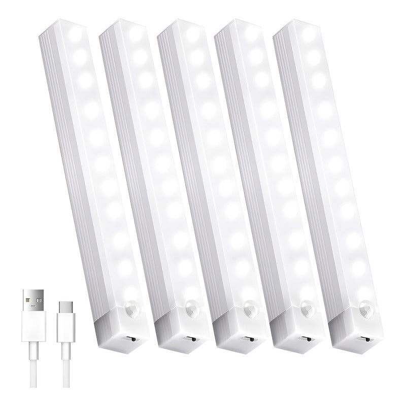 X5 Luz Barra Led 20cm Sensor Movimiento Ahorro Energia Hogar Blanco