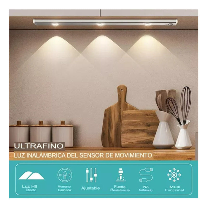 Pack 2 Luces Led Recargable Con Sensor De Movimiento 40cm Calido / Fria / Neutra