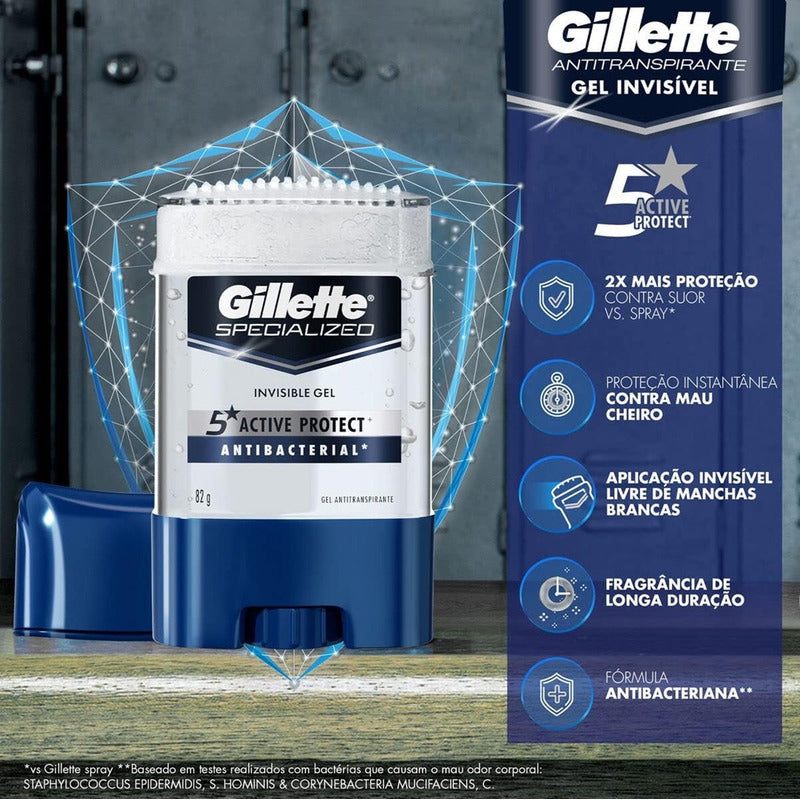 Desodorante Gel Gillette Specialized Invisible Antibacterial Antibacterial