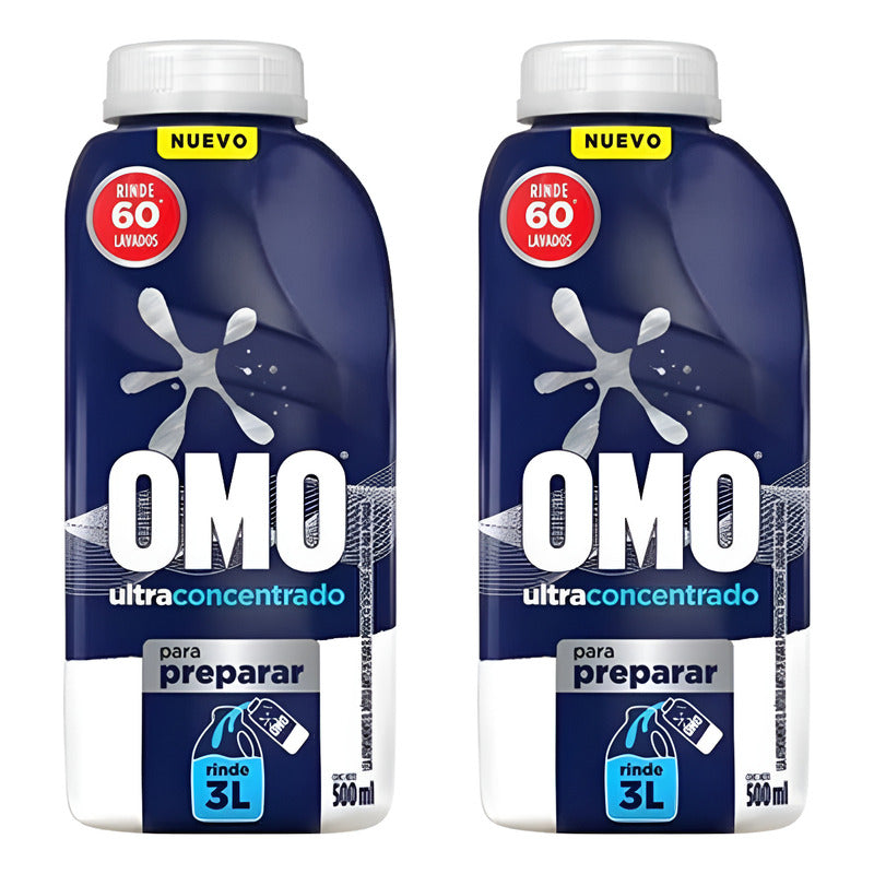 X2 Detergente Omo Concentrado Para Preparar 500ml 60 Lavados