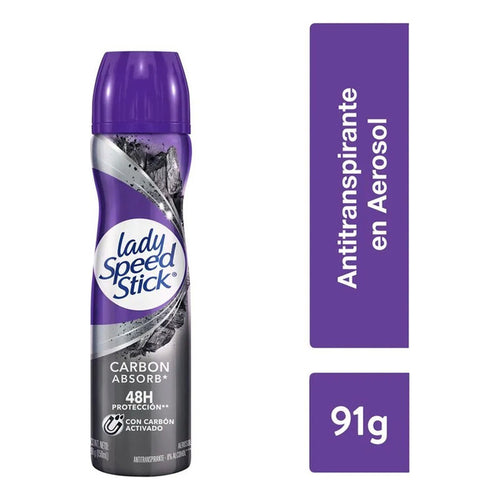 Desodorante Aerosol Spray Lady Speed Stick Carbon Absorb 48h Carbon Absorb