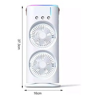 Ventilador Doble De Torre Humidificador Luz Led Enfriador