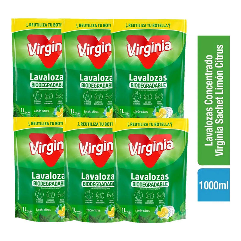 X6 Lavaloza Virginia Limon Citrus 1 L Lavalozas Biodegradabl