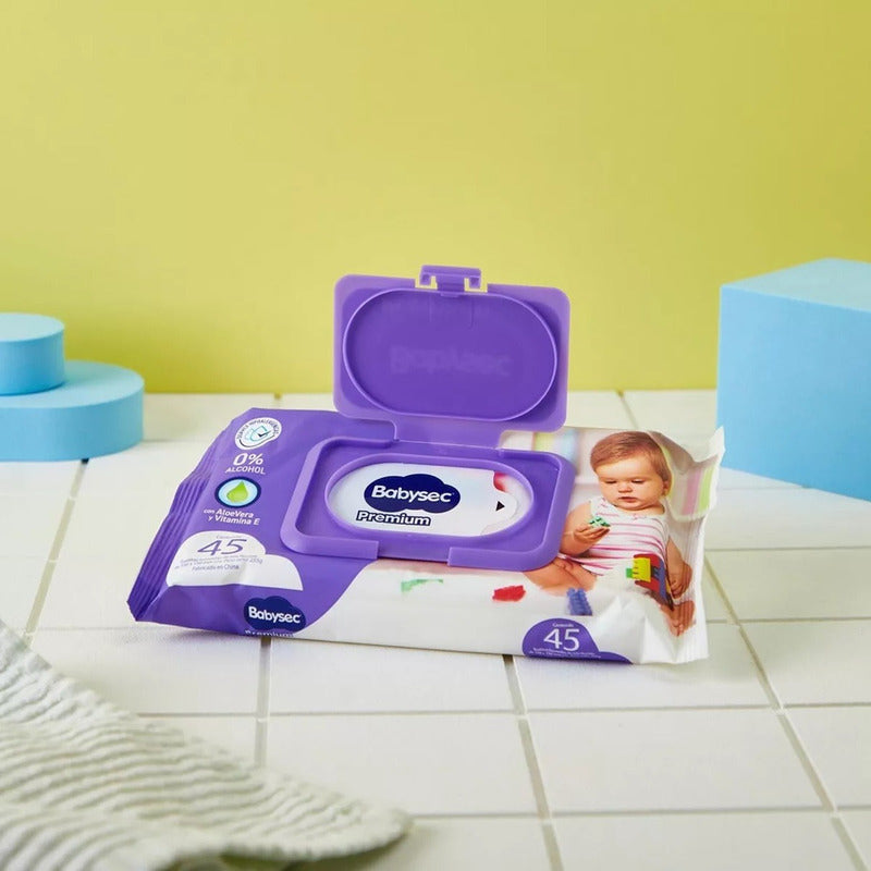 X2 Toallitas Húmedas Babysec Premium Paquete 45 Toallitasc/u