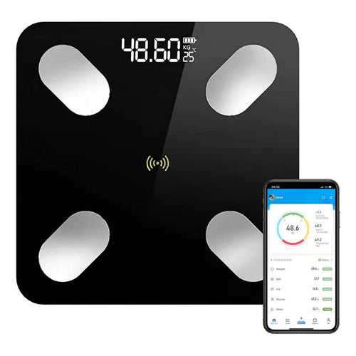 Peso Báscula Digital Balanza Bluetooth Inteligente Pesa Baño Negro