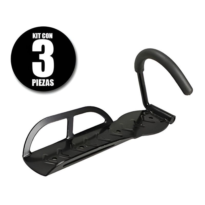 Dilitools Kit Con 3 Soportes Gancho Para Colgar Bicicletas A La Pared Color Negro