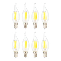 Pack X8 Ampolleta Led Vintage Vela 2 Watts E14 Filamento  Blanco Cálido