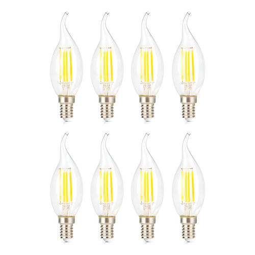 Pack X8 Ampolleta Led Vintage Vela 2 Watts E14 Filamento  Blanco Cálido