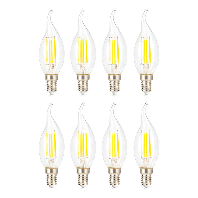 Pack X8 Ampolleta Led Vintage Vela 2 Watts E14 Filamento  Blanco Cálido