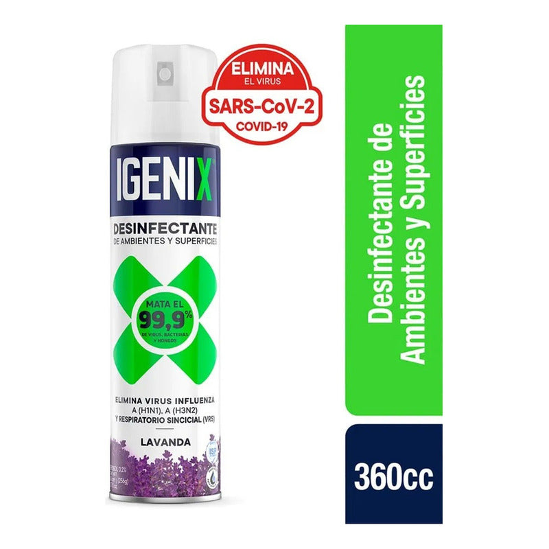 Pack X5 Desinfectante Igenix Lavanda Aerosol 360cc