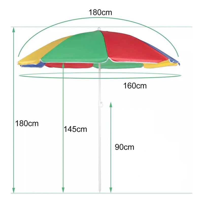X2 Sombrilla Paragua Playa Verano Paragua Ajustable Plegable Azul Liso
