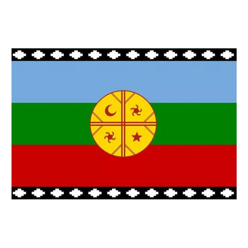 X4 Bandera Mapuche Chilena Bandera Chile Mediana 90x145 Tela Bandera Chile