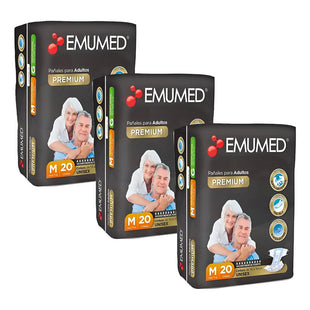 X3 Pañales Para Adultos Emumed Premium Tamaño Mediano 20unid Mediano