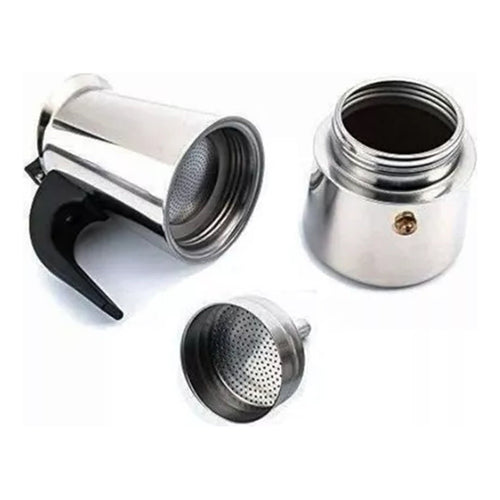 Cafetera Italiana 6 Tazas Inoxidable Espresso Maker Manual Plateado