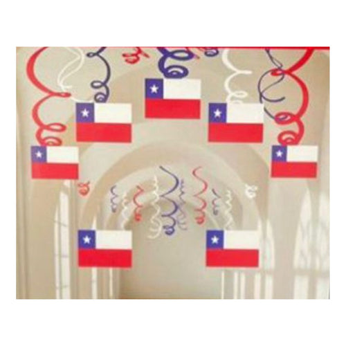 Banderines Guirnaldas Chilenas Decoracion Fiestas Patrias Rojo