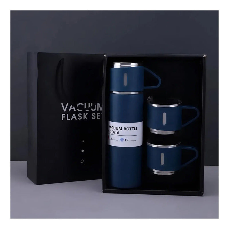 Set Termos De Agua Caliente Frio Termo Café Te+3 Tazas 500ml Azul