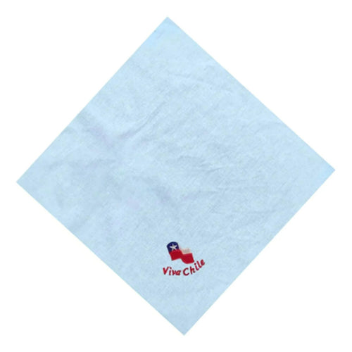 Pañuelo Blanco Algodon Bordado Fiestas Patrias Cueca Chile Blanco Viva Chile Estándar