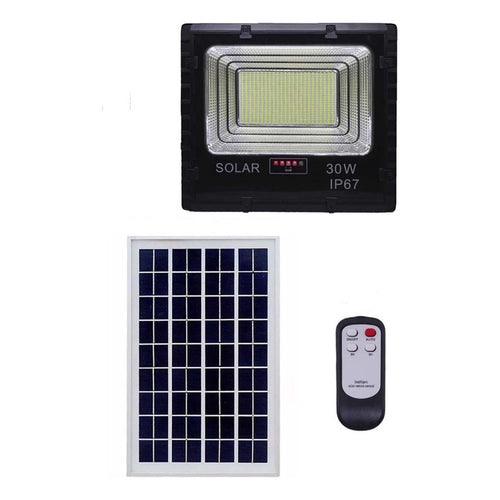 Reflector Solar Panel Luz Iluminación Foco Solar Led 30w Negro Blanco Frío