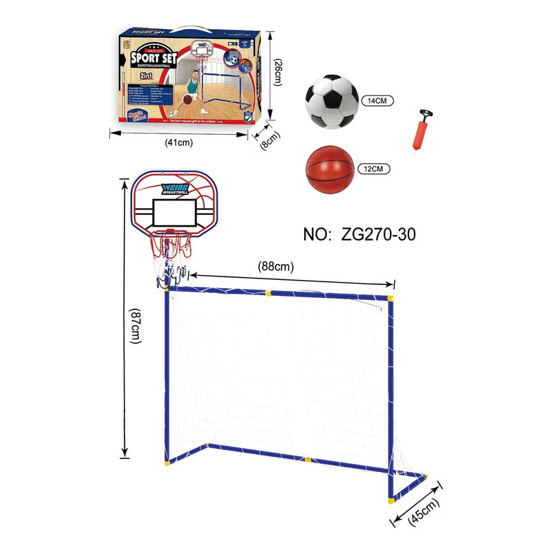 Porteria De Futbol 2 En 1 Canasta De Basquetbol Juego Juguet