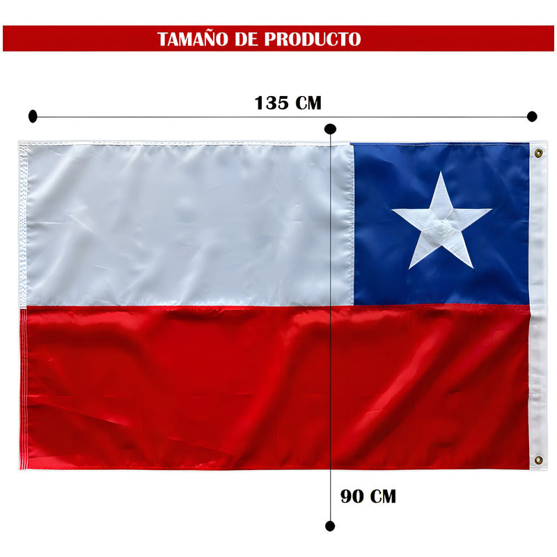 Bandera Premium Chile Chilena Bordada Reforzada 135x90 Cm Bandera Chile