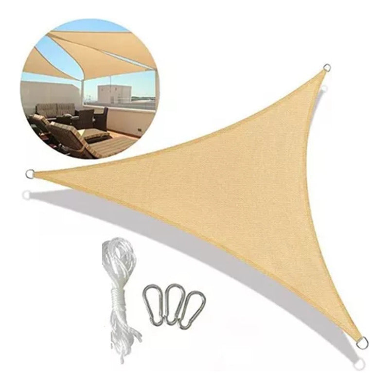 Pack X2 Toldo Vela Triangular 3x3x3 Cubierta Jardin Terraza Beige