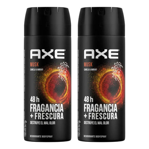 X3 Desodorante Axe Spray Aerosol Musk Canela & Ámbar 150ml Canela Ámbar
