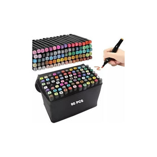 80 Marcadores Plumones Lápices Artistico Colores Doble Punta