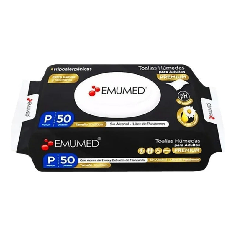 Pack X5 Toallas Húmedas Adulto Premium Emumed 50unid