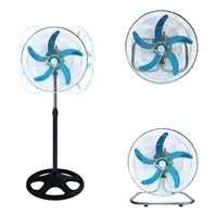 Ventilador De Base 18 Pulgadas 3 Velocidades Fs-4521. Cantidad De Aspas 5 Color De La Estructura Negro Color De Las Aspas Celeste Diámetro 18 Cm Frecuencia 50hz Material De Las Aspas Plástico