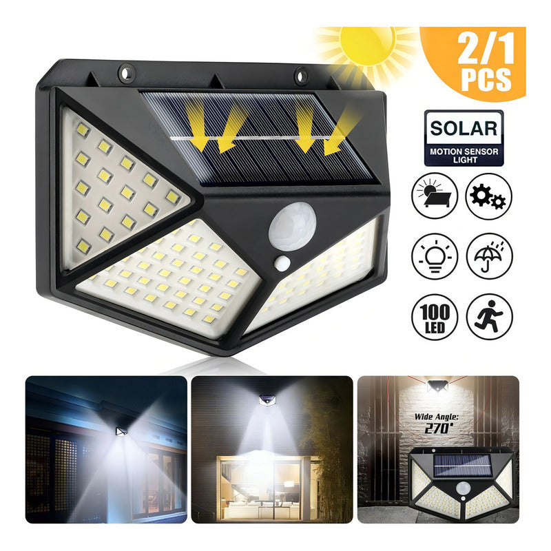 Foco Iuminarias Roro Led Solar Sensor Luces Focos Solares 100 Led Recargables