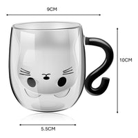 Taza Café Doble Pared Vidrio Gatos Taza Te Café Resistente
