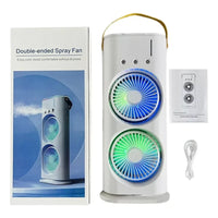Ventilador Doble De Torre Humidificador Luz Led Enfriador
