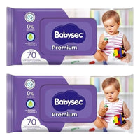 X2 Toallitas Húmedas Babysec Premium Paquete 70 Toallitasc/u