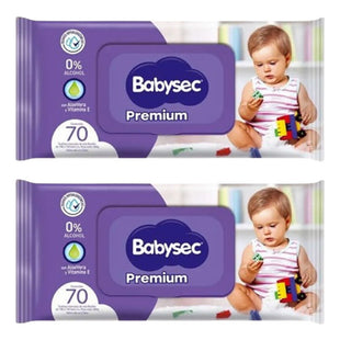 X2 Toallitas Húmedas Babysec Premium Paquete 70 Toallitasc/u
