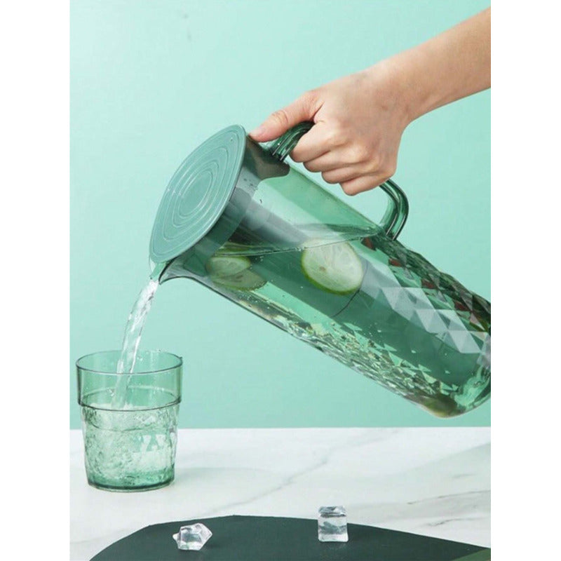 Set Jarra 2 Litros + 4 Vasos Agua Jugo Filtro Refrigerador
