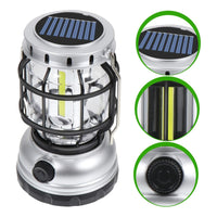 Lampara Multifuncional Camping Recargable Usb Energía Solar Gris
