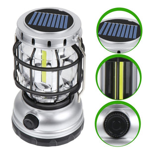 Lampara Multifuncional Camping Recargable Usb Energía Solar Gris