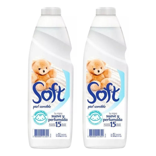 X2 Suavizante Soft Piel Sensible 1litro Ropa Suave Perfumada