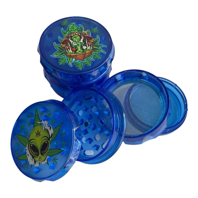 Moledor Hierba Grinder Acrilico 3 Pisos Diseños Colores