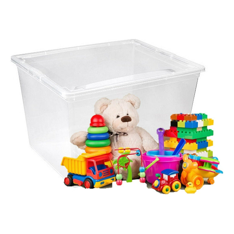 Caja Organizadora Apilable Reyplast Modubox 30 L Con Tapa Lisa Transparente