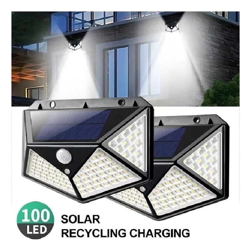 Lámpara Solar De Pared, 100 Led, Baliza Solar Para Jardín, Color Negro, 110 V/220 V