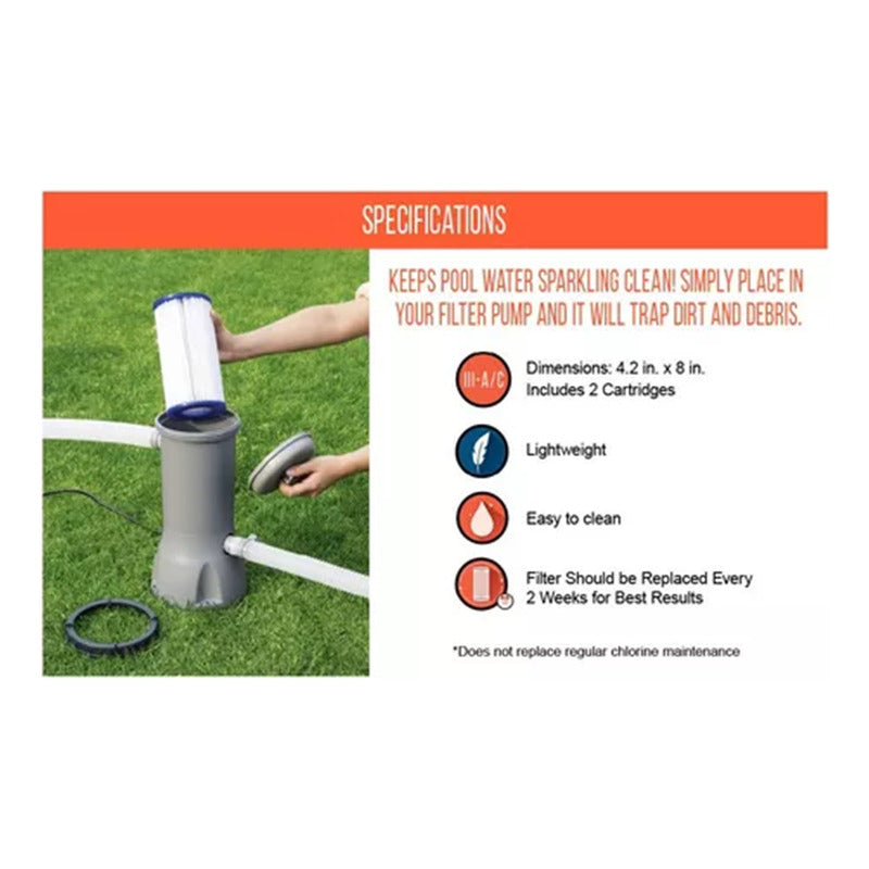 X2 Filtro Bomba Piscina Repuesto Cartucho Iii A/c Bestway