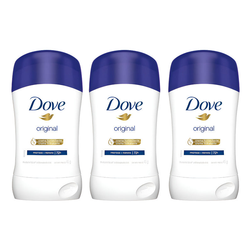 X3 Desodorante Dove Original Barra 45g Antitranspirante 72h Original