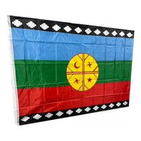 X2 Bandera Mapuche Chilena Bandera Chile Mediana 90x145 Tela Bandera Chile
