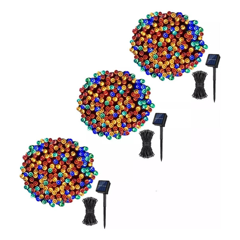 X3 Luces Navidad Guirnalda Solar 200 Led 20 Metros Decorativ