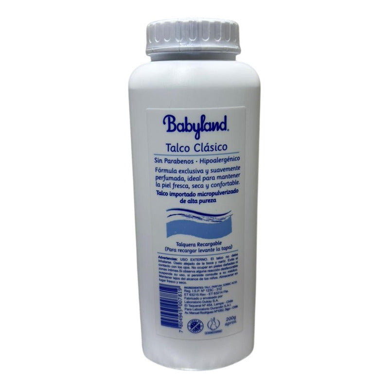 Talco Clásico Babyland Hipoalergénico Para Niños 200g